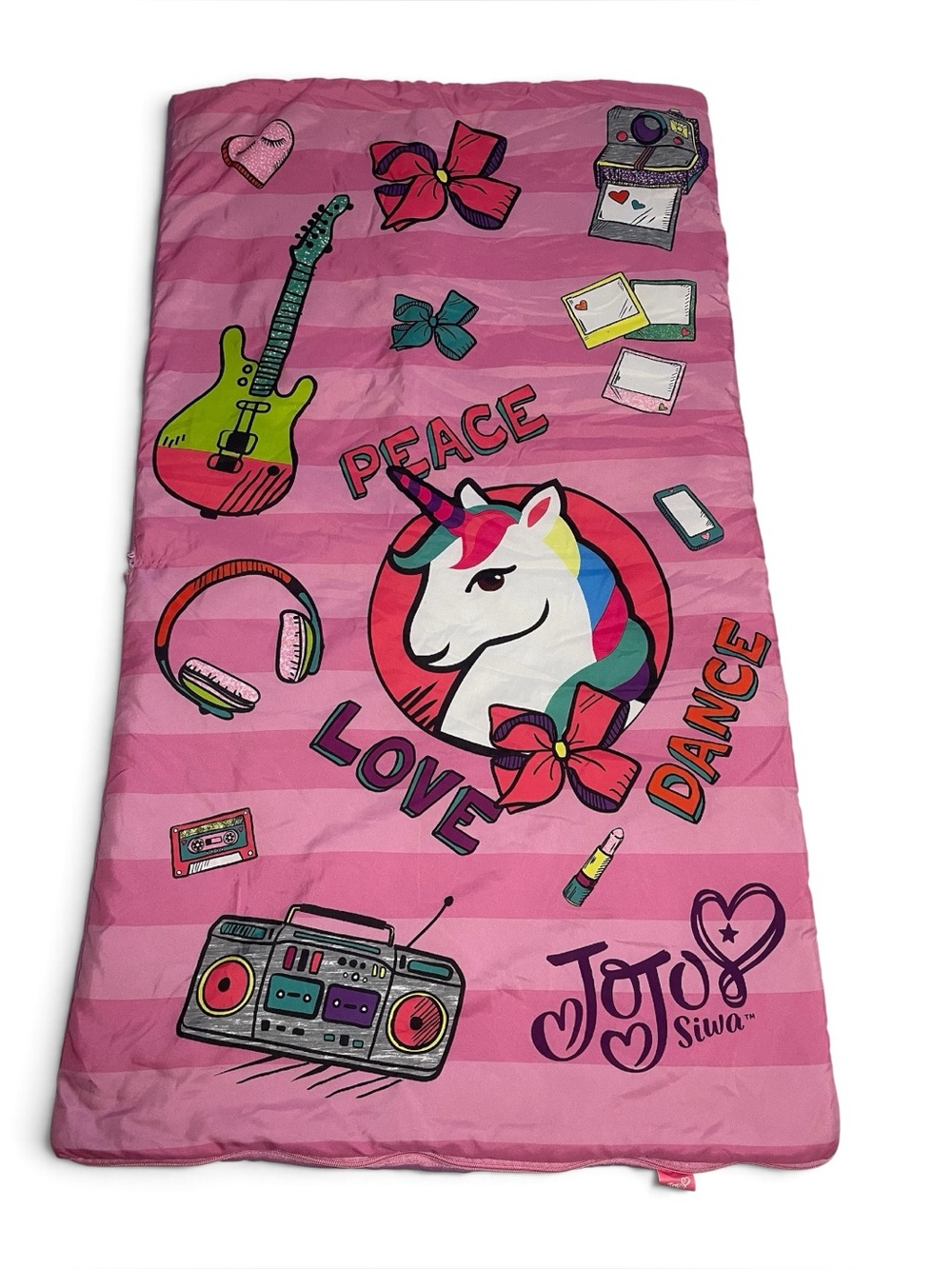 JoJo Siwa Pink Unicorn Peace Love Dance Kids Sleeping Bag